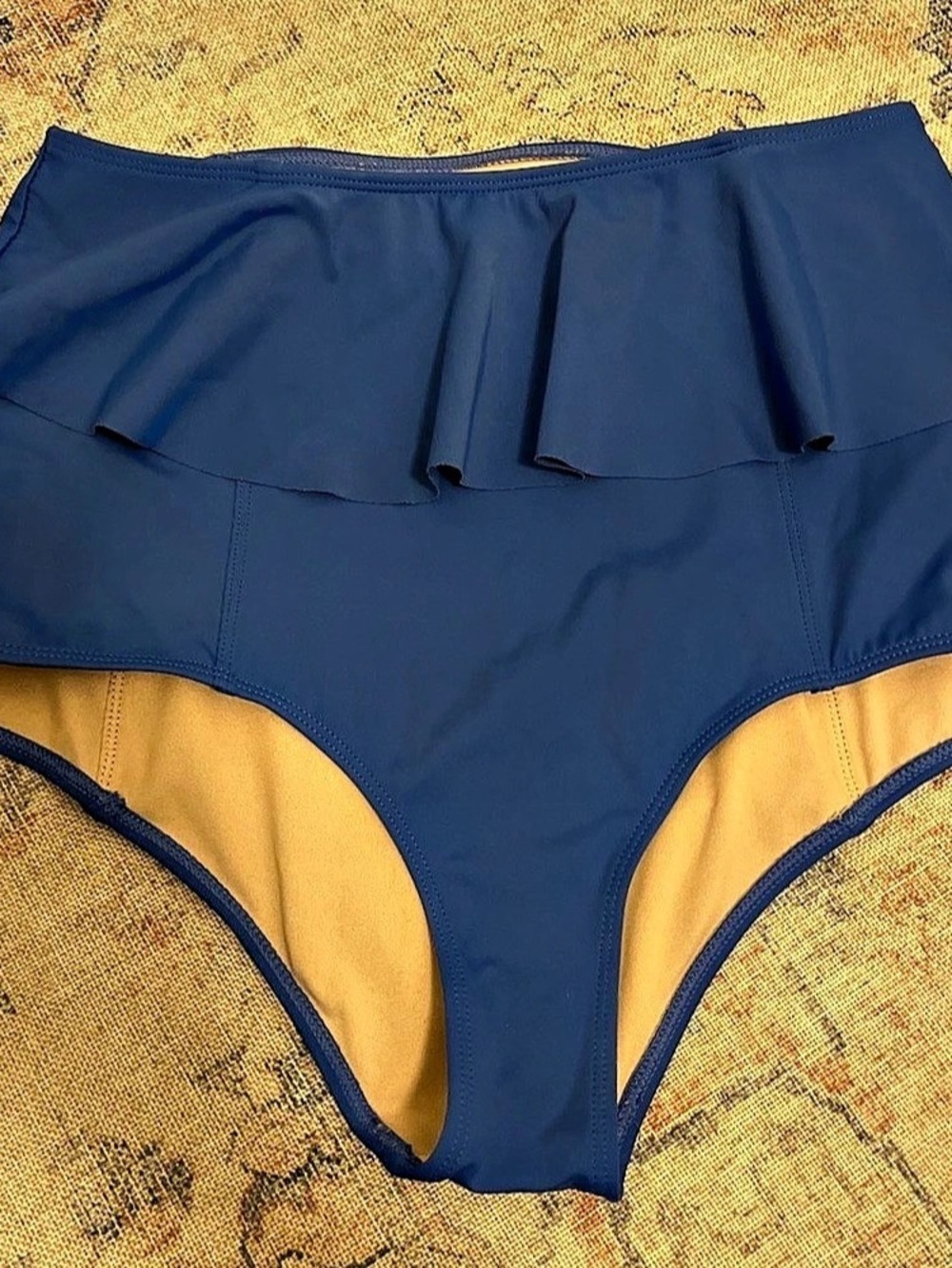 Kortni Jeane Ruffled Swimsuit Bottom in Blue Size Small Like New